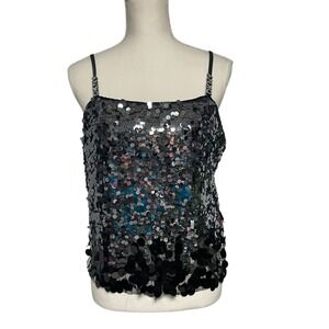 DKNY Paillette Sequin Black Cami Tank Top Women's Medium